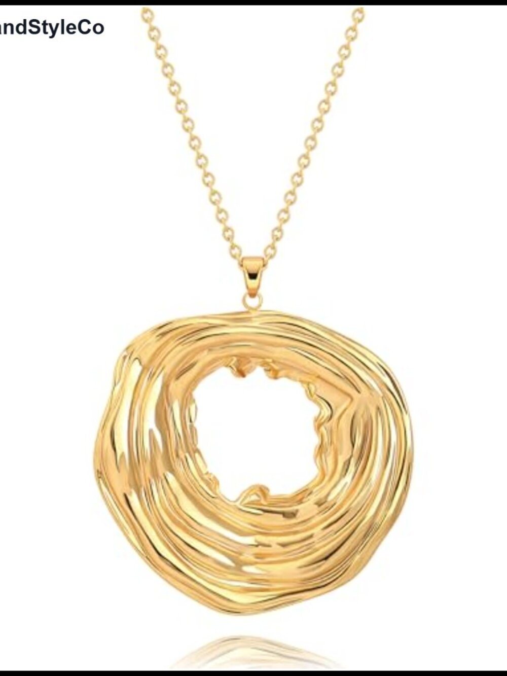 18K Gold Plated Long Disc Pendant Necklace Women Sweater Chain